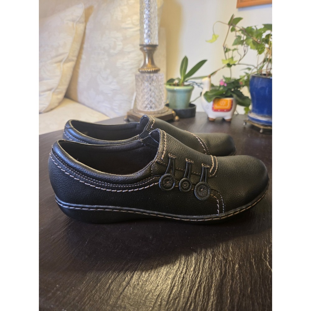 Clarks Collection Women's Ashland Effie Black Leather Loafers Size 8W NEW! $100 - Picture 5 of 15
